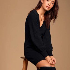 Lulus Black V Beck Sweater Long Sleeve Dress size XS